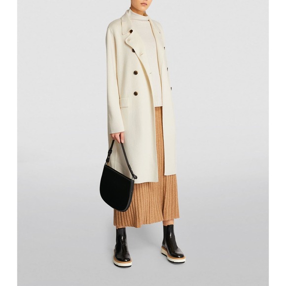 Lisa Yang Edith Cashmere Double Breasted Sweater Coat Coatigan Cream XS 0 $1265